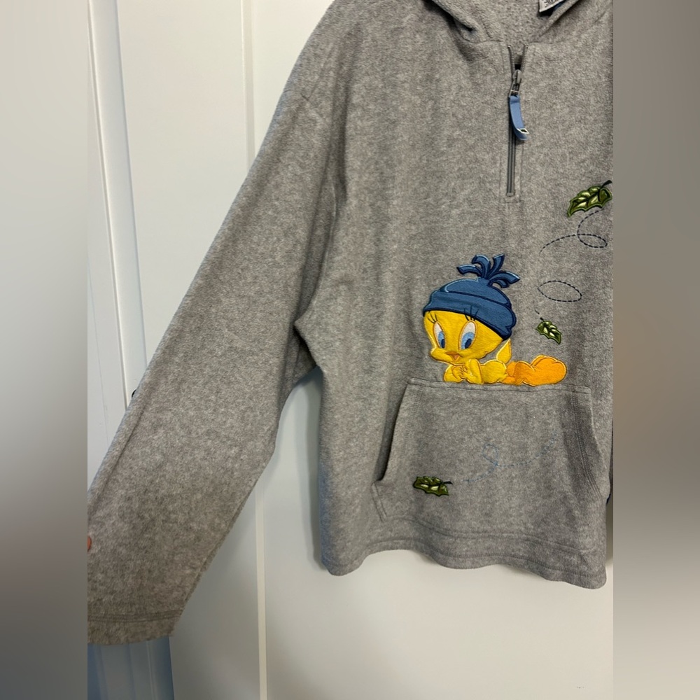 Vintage Looney Tunes Tweety Bird Quarter Zip Fleece - Picture 5 of 10